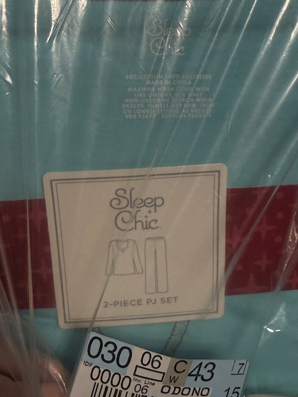 SLEEP CHIC 2 PIECE PJ SET BLUE/GREY W/DOTS SZ L NWT